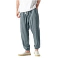 thumbnail image 1 of BVnarty Men's Solid Daily Casual Jogger Pants Elastic Waist Drawstring Dual Side Pockets Relaxed Fit Long Trousers for Outdoor Street All Season Wear Light Blue XXXXL, 1 of 9
