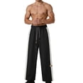 thumbnail image 1 of BVnarty Men's Solid Drapey Wide Leg Sweatpants Loose Fit Thin Lightweight Fabric Elastic Waist Long Trousers for Casual Street Daily Comfort Black L, 1 of 8