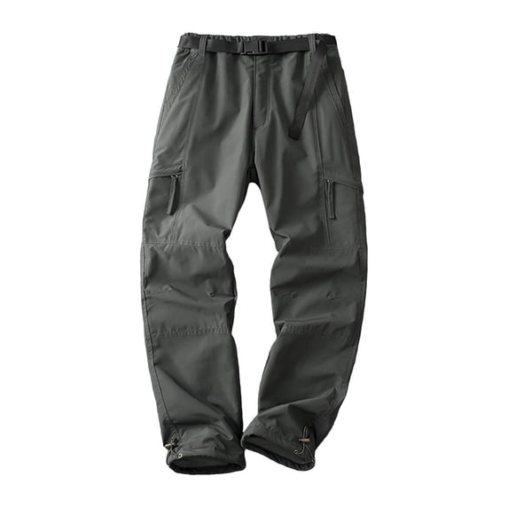 BVnarty Men's Solid Insulated Winter Cargo Bottoms, Fleece Lined Warm Trousers for Outdoor Jobs & Cold Weather Daily Wear Gray M