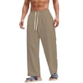 thumbnail image 1 of BVnarty Men's Solid Loose Wide Leg Long Pants Breathable Stretch Fabric Casual Daily Sports Outdoor Streetwear Trousers Khaki XL, 1 of 3