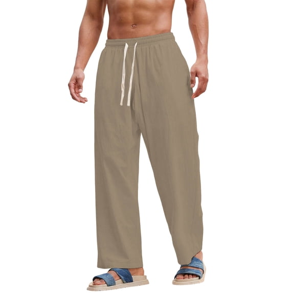 BVnarty Men's Solid Loose Wide Leg Long Pants Breathable Stretch Fabric Casual Daily Sports Outdoor Streetwear Trousers Khaki XL