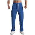 thumbnail image 1 of BVnarty Men's Solid Pocket Casual Long Pants Elastic Waist Drawstring Loose Fit Athletic Jogger for Gym Running Outdoor Fitness Wear Blue XXL, 1 of 5