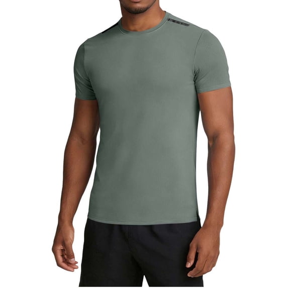 BVnarty Men's Solid Quick‑Dry Crew Neck Short Sleeve T‑Shirt with Reflective Stripe, Summer Athletic Running Gym Casual Tops Army Green M