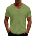 thumbnail image 1 of BVnarty Men's Solid Waffle Knit Stretch V-Neck Short Sleeve Tee Relaxed Breathable Casual Pullover Top for Summer Workout Home Everyday Wear Mint Green M, 1 of 8
