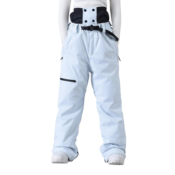 BVnarty Men's Solid Windproof Waterproof Ski Long Pants Warm Thickened Multi Pocket Design Winter Snow Outdoor Sports Trousers Light Blue L