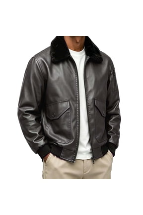 Men's Spread Collar Dual Snap Chest Pocket Bomber Jacket Long Sleeve Ribbed Cuffs for Winter Excursions Casual Outings Gray XXXL