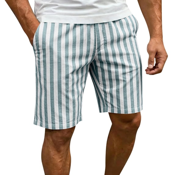 BVnarty Men's Striped Relaxed Fit Swim Trunks with Compression Liner Quick Dry Board Shorts Beach Shorts with Pockets Green L