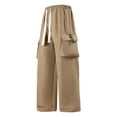 thumbnail image 1 of BVnarty Men's Summer Breathable Casual Pants Solid Color Elastic Drawstring Waist Loose Fit Lightweight Outdoor Lounge Bottoms Khaki L, 1 of 8