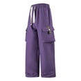 thumbnail image 1 of BVnarty Men's Summer Breathable Casual Pants Solid Color Elastic Drawstring Waist Loose Fit Lightweight Outdoor Lounge Bottoms Purple XXXL, 1 of 8