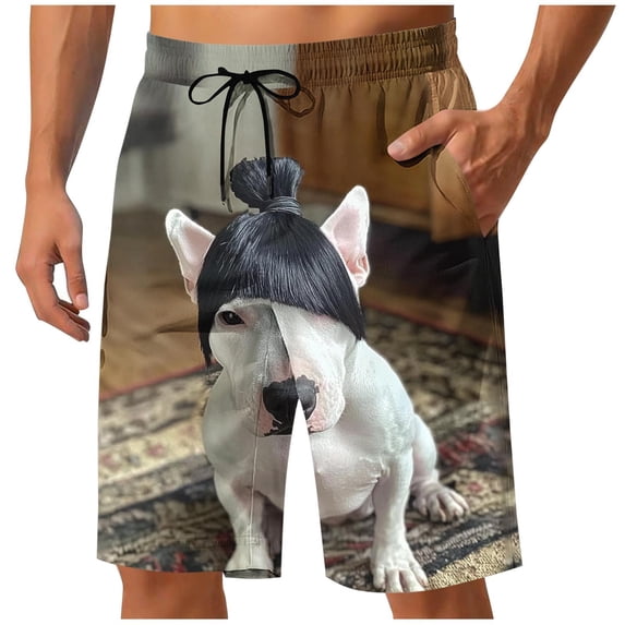 BVnarty Men's Summer Cartoon Animal Printed Casual Board Shorts, Daily Comfort Fit, Elastic Drawstring Waist Breathable Swim Pants Dark Gray XXL