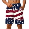 thumbnail image 1 of BVnarty Men's Summer Casual USA Flag Board Shorts, Independence Day Holiday Style, Quick Dry Elastic Waist Drawstring Beach Trunks Orange L, 1 of 6