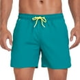 thumbnail image 1 of BVnarty Men's Summer Solid Color Quick Dry Swim Trunks Drawstring Elastic Waist With Pockets And Storage Bag Beach Shorts Green S, 1 of 7