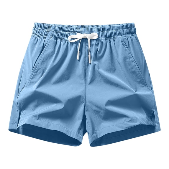 BVnarty Men's Summer Ultra Comfort Casual Shorts Soft Skin Friendly Fabric Drawstring Elastic Waist Daily Outdoor Pocket Shorts Light Blue XXXXL