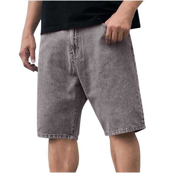 BVnarty Men's Summer Vintage Denim Shorts Classic Loose Fit Five Inch Cutting Casual Daily Outdoor Pocket Jean Short Pants Gray 40