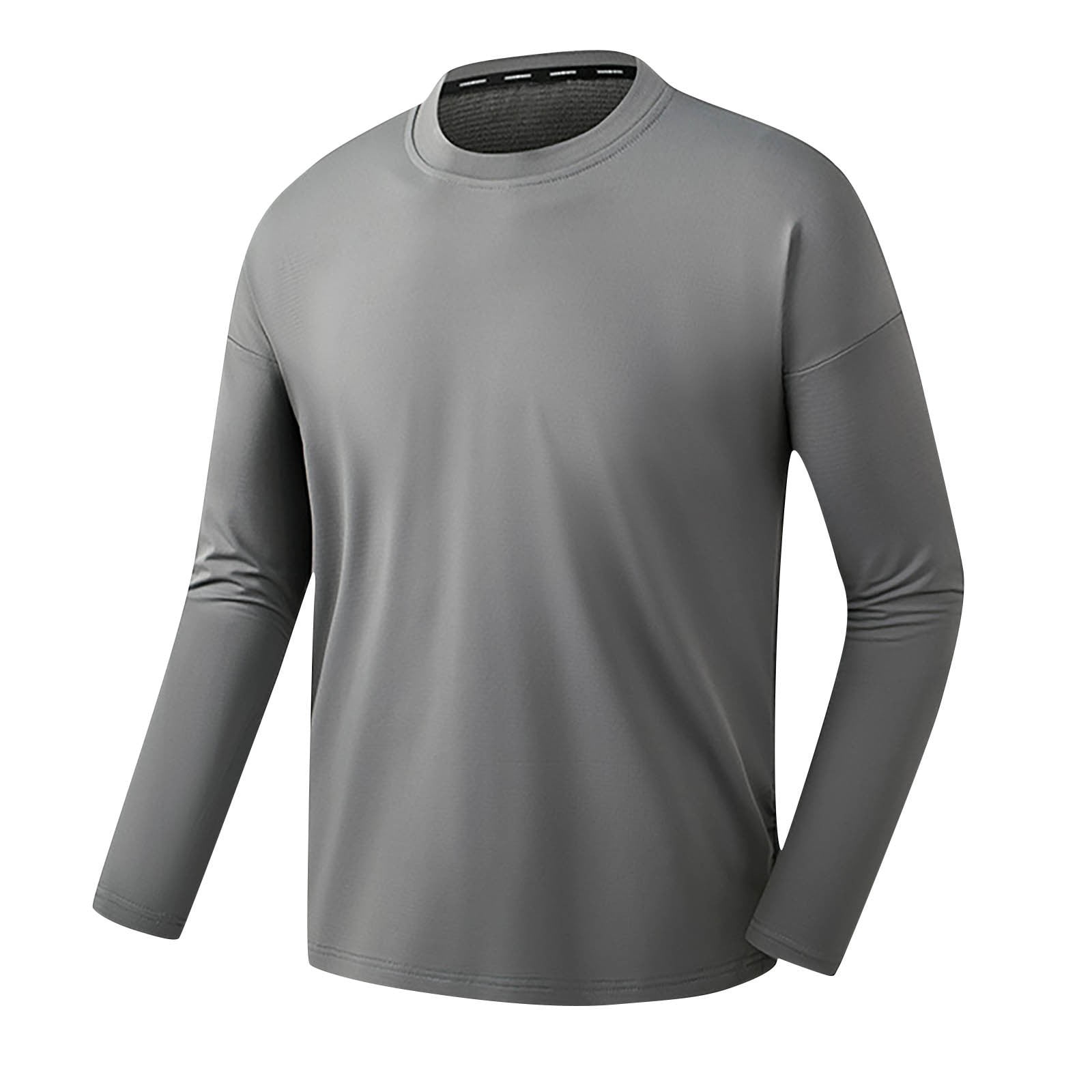 BVnarty Men's TShirt Long Sleeve Collared Neck Pullover Solid Color
