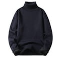 thumbnail image 1 of BVnarty Men's Turtleneck Sweater Long Sleeve Fleece Lined Warm Winter Pullover Knit Top Navy XL, 1 of 6