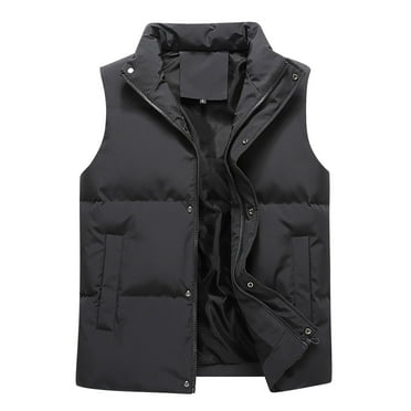 BVnarty Men's Winter Puffer Vest Warm Sleeveless Jacket Padded Vest Outdoor Warm Vest Black XXXXXXL