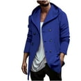 thumbnail image 1 of BVnarty Men's Winter Wool Blend Peacoat Mid-Length Slim Fit Turndown Collar Double Breasted Warm Outwear Trench Overcoat with Two Welt Pockets Blue XXXL, 1 of 6