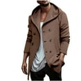 thumbnail image 1 of BVnarty Men's Winter Wool Blend Peacoat Mid-Length Slim Fit Turndown Collar Double Breasted Warm Outwear Trench Overcoat with Two Welt Pockets Khaki S, 1 of 6