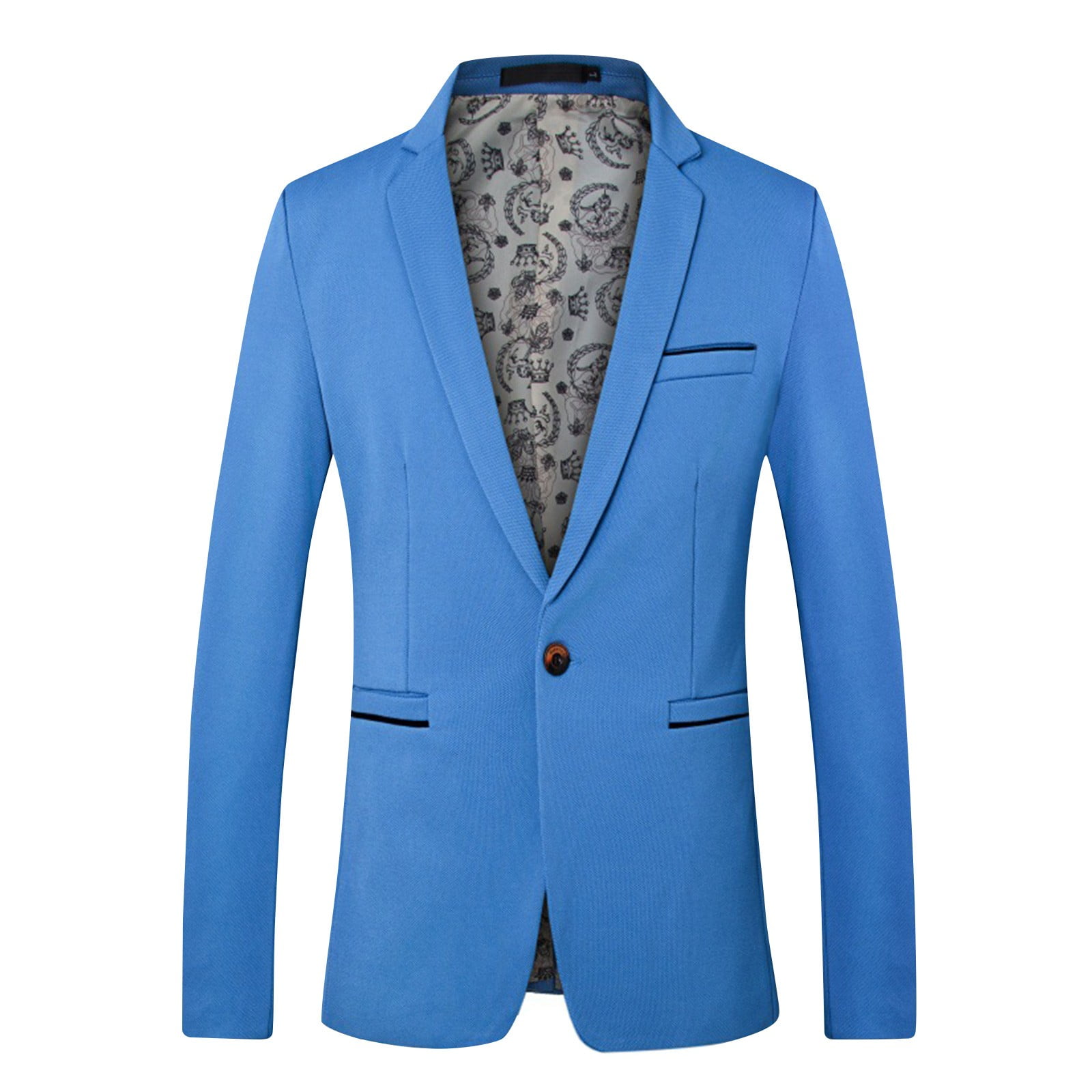 Black and Friday BVnarty Mens Oversized Suit Coat Casual Solid One Button Business Suit Jackets Plus Size Wedding Banquet Host Blazers Jacket Sky Blue XL Walmart Business Supplies