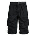 thumbnail image 1 of BVnarty Mens Plus Size Cotton Cargo Shorts Below Knee Length Shorts Solid Color Rigid Waist Belt with Pockets Black M, 1 of 5