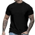 thumbnail image 1 of BVnarty Mens Summer T-Shirt Tops Round Neck Short Sleeve Shirts Solid Color Thin Breathable Loose Fashion Black M, 1 of 8