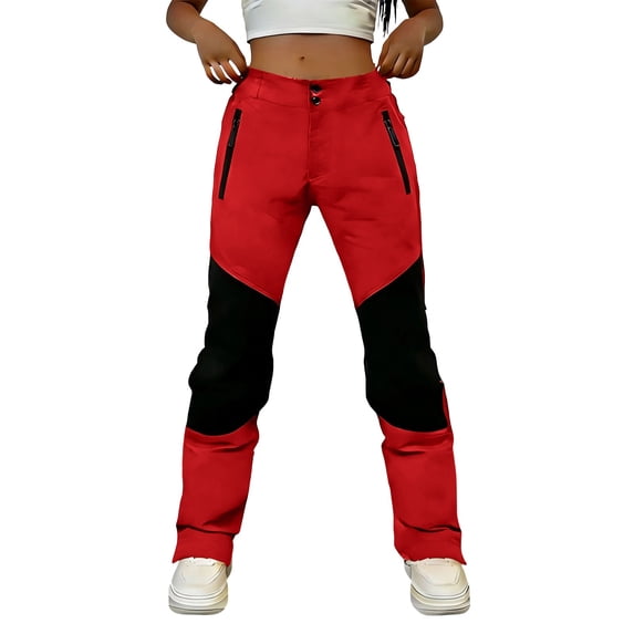 BVnarty Women Double Button Zip Closure Outdoor Pants Contrast Paneled Legs Zip Pockets Durable Straight Cut for Mountain Climbing And Weekend Wilderness Adventures Orange XXL