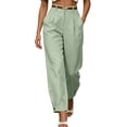 thumbnail image 1 of BVnarty Women High Waist Pleated Front Barrel Trousers Ankle Button Cuffs Belt Loops Relaxed Fit For Office Work And Daily Business Errands Mint Green S, 1 of 7