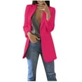 thumbnail image 1 of BVnarty Women's Business Coat Solid Color Suit Collar Long Sleeve Office Cardigans Suit with Pocket Jacket Tops Hot Pink XXXL, 1 of 6