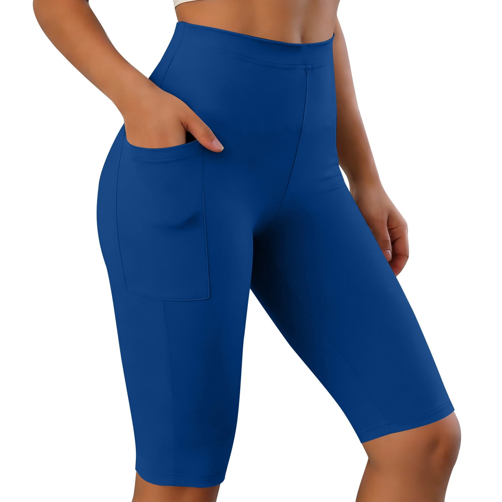 BVnarty Women’s High-Rise Knee-Length Biker Shorts With Side Pockets ...