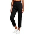 thumbnail image 1 of BVnarty Women's High Rise Straight Leg Ankle Dress Pants Pull On Wide Waistband Slim Fit with Pockets for Office Business Commute Black L, 1 of 9