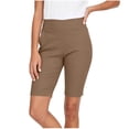 thumbnail image 1 of BVnarty Women’s High-Waist Solid Knee-Length Biker Shorts With Slit Hem And Side Pockets For Golf Games And Daily City Commutes Brown XL, 1 of 6