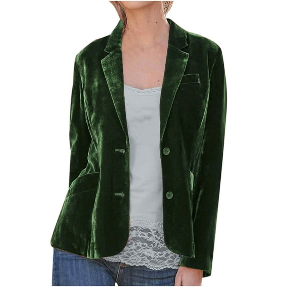 BVnarty Women's Jacket Coat Lightweight Shacket Jacket Casual Plus Size Cozy Retro Velvet Cardigan Winter Fashion Top Solid Color Suit Collar Long Sleeve Green S