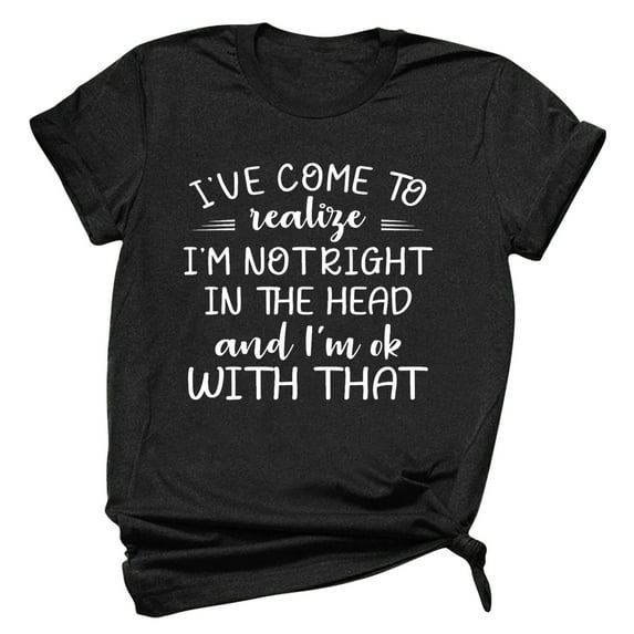 BVnarty Women's Novelty Funny Letter Shirts Summer Shirts for Gift Vintage Casual Crew Neck Basic Short Sleeve T Shirts Comfy Tops Graphic Tees Regular Fit