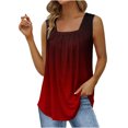 thumbnail image 1 of BVnarty Women's Trendy Pleated Loose Tank Tops Sleeveless Tees Casual Blouse Clothing 2023 Summer Gradient Color Tops Square Neck Shirts Vintage Fashion, 1 of 4