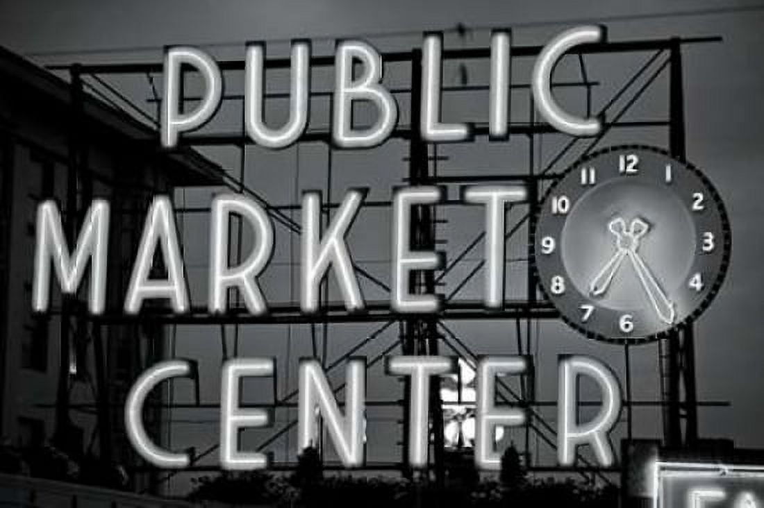 BW Public Market Sign II Canvas Art - Bob Stefko (12 x 18)