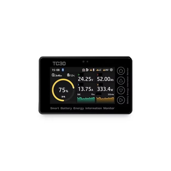 BW-TC30 50A Battery Capacity Monitor, 12V-84V Lithium Lead Acid Indicator Tester