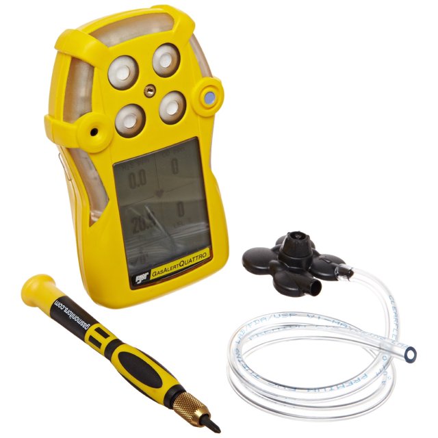 BW Technologies Yellow GasAlertQuattro 4 Gas Monitor with Alkaline