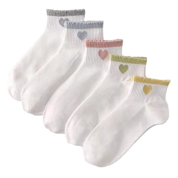 BWASD 5 Pairs Womens Socks Casual Cute Boho Embroidery Knit Crew Sock Elastic Cozy Soft Breathable Home Loungewear, Gifts All Season Daily Wear