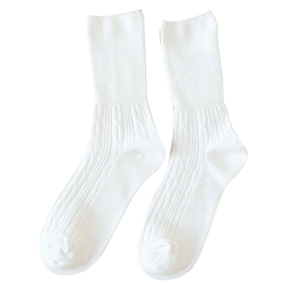 BWASD Ankle Socks for Women Solid Color Stacked Crew Socks Soft Casual Calf Cotton Fashion Gifts for Autumn And Winter White