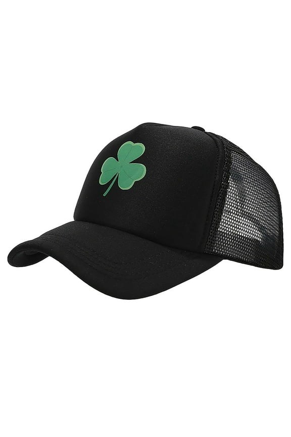 Baseball Cap Women Men Breathable Mesh Summer Hat Unstructured Design Shamrock Trucker Caps Dad Hats St. Patrick's Day Costume Black