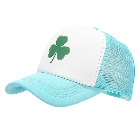 BWASD Baseball Cap Women Men Breathable Mesh Summer Hat Unstructured Design Lucky Shamrock Trucker Caps Dad Hats St. Patrick's Day Costume Blue