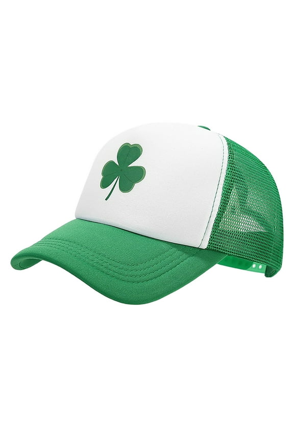 Baseball Cap Women Men Breathable Mesh Summer Hat Unstructured Design Shamrock Trucker Caps Dad Hats St. Patrick's Day Costume Green