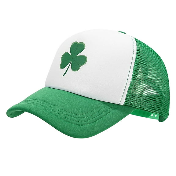 BWASD Baseball Cap Women Men Breathable Mesh Summer Hat Unstructured Design Shamrock Trucker Caps Dad Hats St. Patrick's Day Costume Green