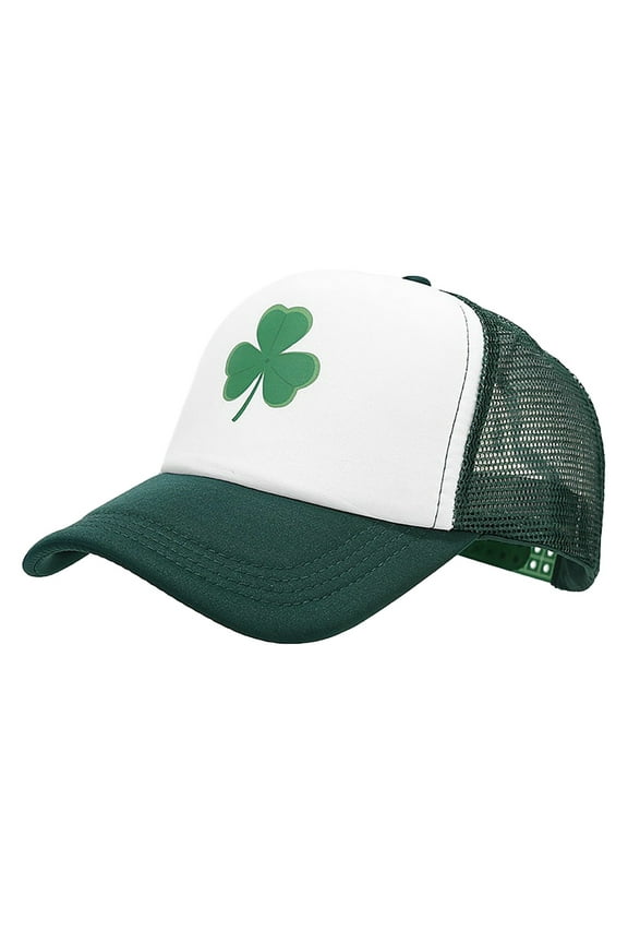 Baseball Cap Women Men Breathable Mesh Summer Hat Unstructured Design Shamrock Trucker Caps Dad Hats St. Patrick's Day Costume Green