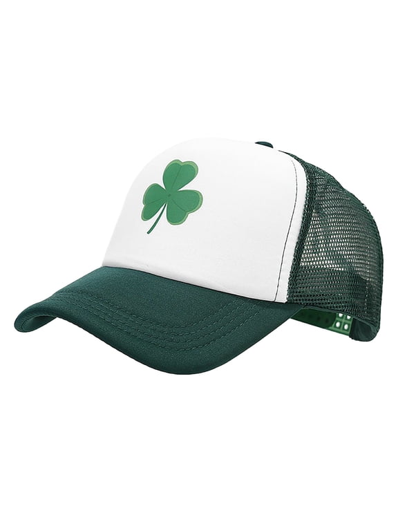 Baseball Cap Women Men Breathable Mesh Summer Hat Unstructured Design Shamrock Trucker Caps Dad Hats St. Patrick's Day Costume Green
