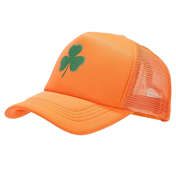 BWASD Baseball Cap Women Men Breathable Mesh Summer Hat Unstructured Design Shamrock Trucker Caps Dad Hats St. Patrick's Day Costume Orange