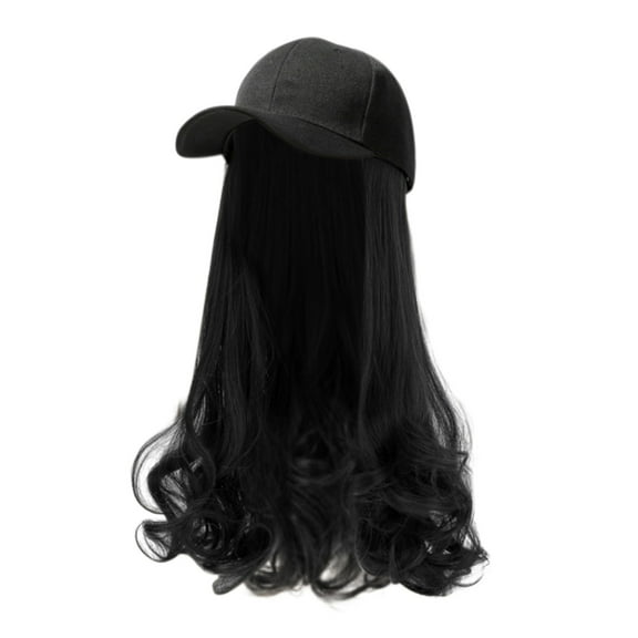 BWASD Baseball Hat Wig Wig for Women Natural Adjustable Long Curly Resistant Synthetic Hair