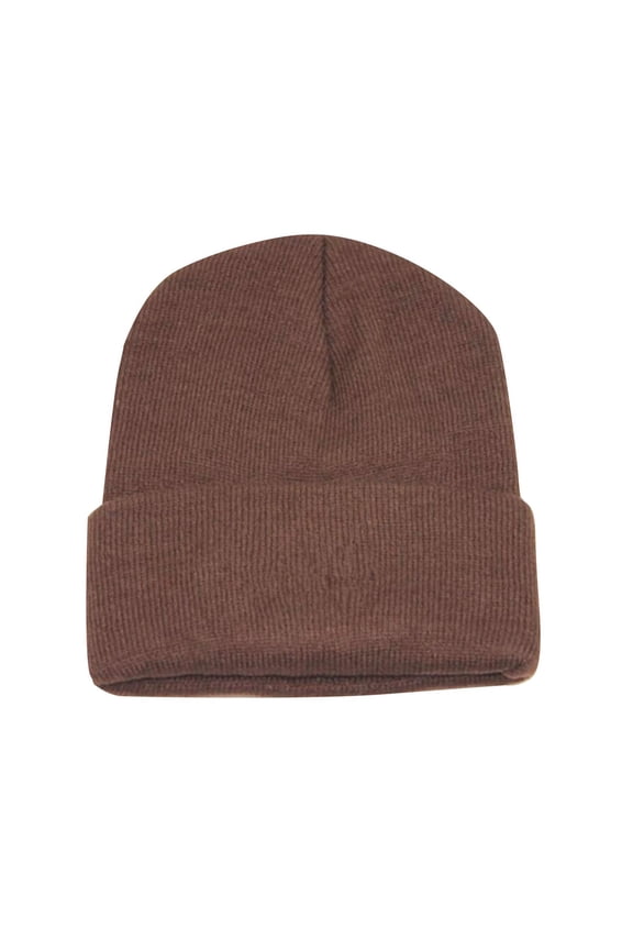 Beanie Winter Knitted for Women Men Classic Double Layer Hats Thick Daily Soft Cuffed Ski Stocking Cuffed Skull Cap Brown