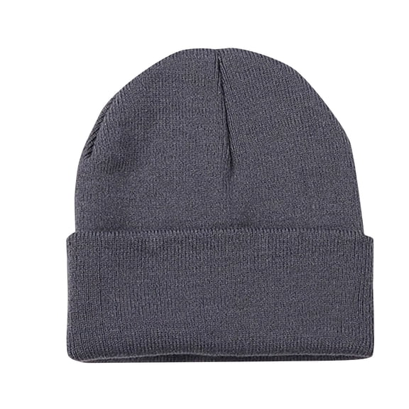 BWASD Beanie Winter Knitted for Women Men Classic Double Layer Hats Thick Daily Soft Cuffed Ski Stocking Cuffed Skull Cap Dark Gray